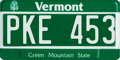 VT license plate PKE453