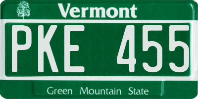 VT license plate PKE455
