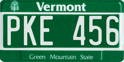 VT license plate PKE456