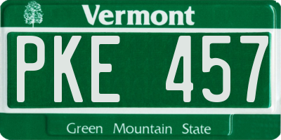 VT license plate PKE457