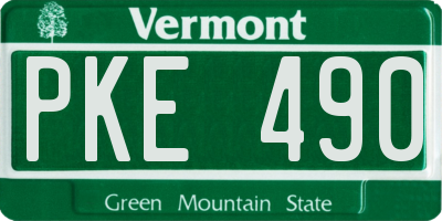 VT license plate PKE490