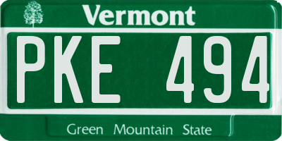 VT license plate PKE494