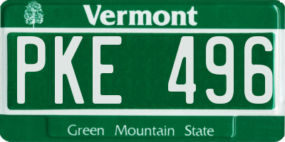 VT license plate PKE496