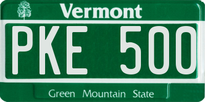 VT license plate PKE500