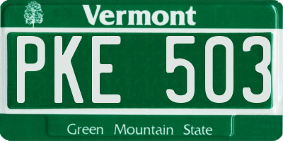VT license plate PKE503