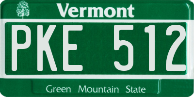 VT license plate PKE512