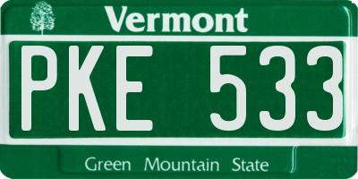 VT license plate PKE533