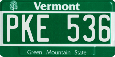 VT license plate PKE536