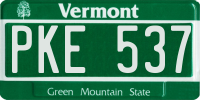 VT license plate PKE537
