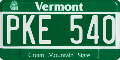 VT license plate PKE540
