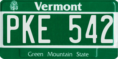 VT license plate PKE542