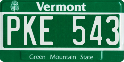 VT license plate PKE543