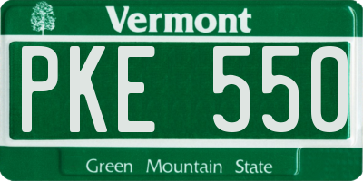 VT license plate PKE550