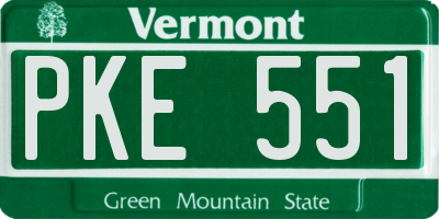 VT license plate PKE551