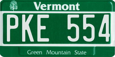 VT license plate PKE554