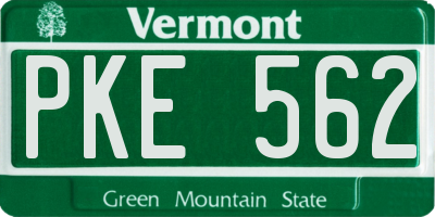 VT license plate PKE562