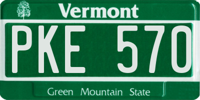 VT license plate PKE570