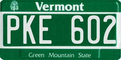 VT license plate PKE602