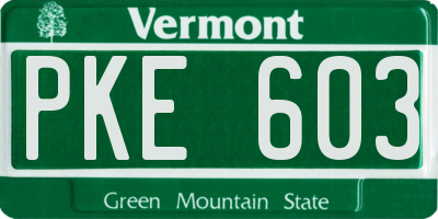 VT license plate PKE603