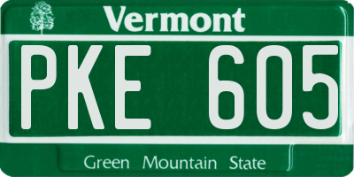 VT license plate PKE605