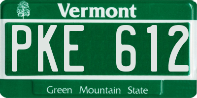 VT license plate PKE612