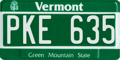 VT license plate PKE635