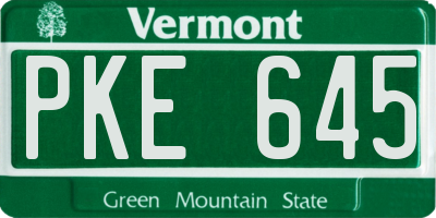 VT license plate PKE645