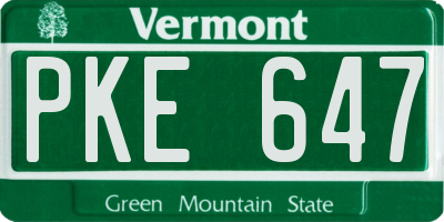 VT license plate PKE647