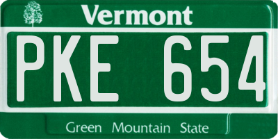 VT license plate PKE654