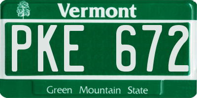 VT license plate PKE672