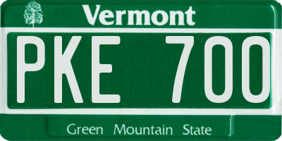 VT license plate PKE700