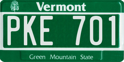 VT license plate PKE701