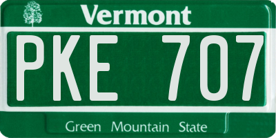 VT license plate PKE707