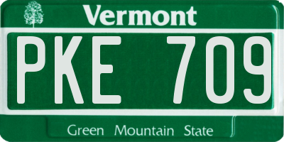 VT license plate PKE709