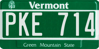 VT license plate PKE714