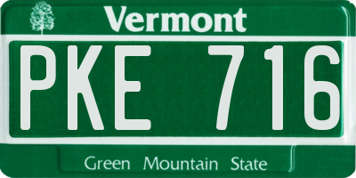 VT license plate PKE716