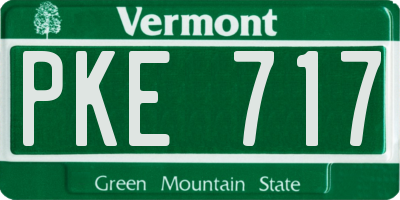 VT license plate PKE717
