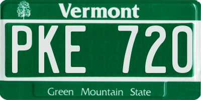 VT license plate PKE720