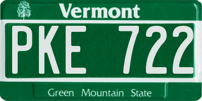 VT license plate PKE722