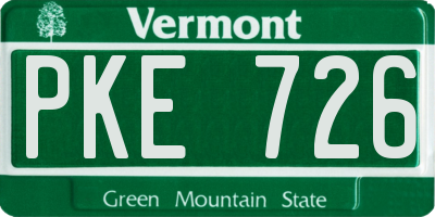 VT license plate PKE726