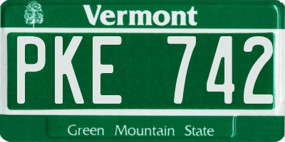 VT license plate PKE742