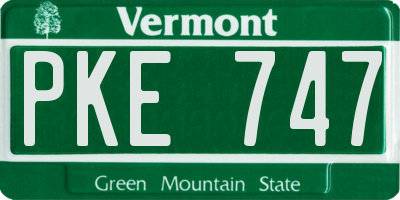 VT license plate PKE747