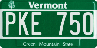 VT license plate PKE750