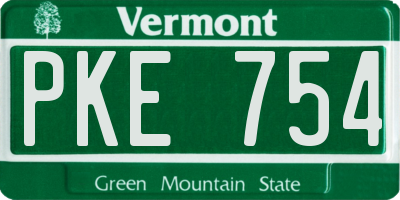 VT license plate PKE754