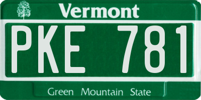 VT license plate PKE781