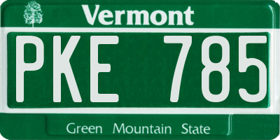 VT license plate PKE785