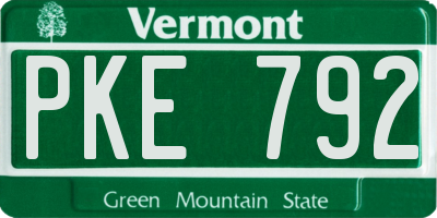 VT license plate PKE792