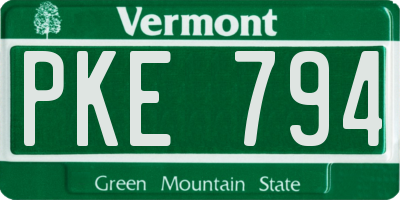 VT license plate PKE794