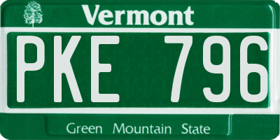 VT license plate PKE796
