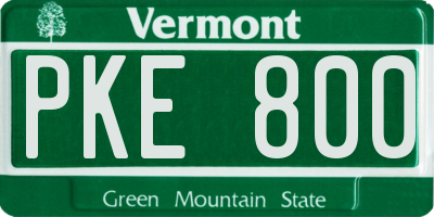 VT license plate PKE800